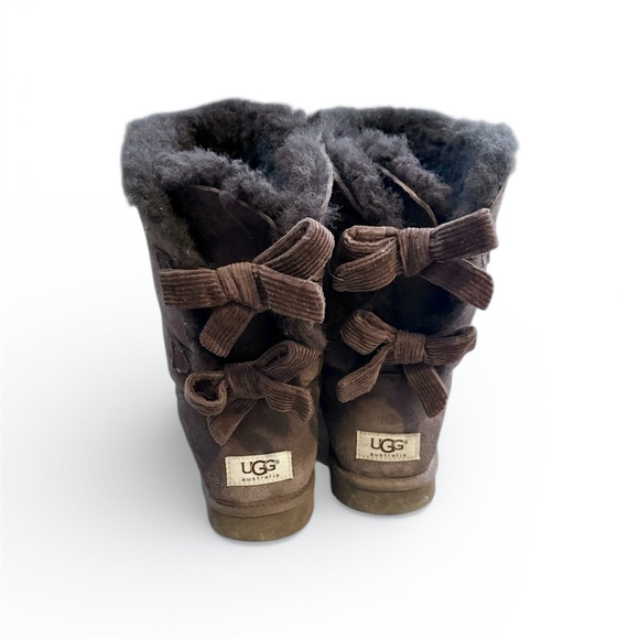 UGG Chocolate Corduroy Boots with Bows Bailey bow brown boots size 8 - Picture 7 of 10